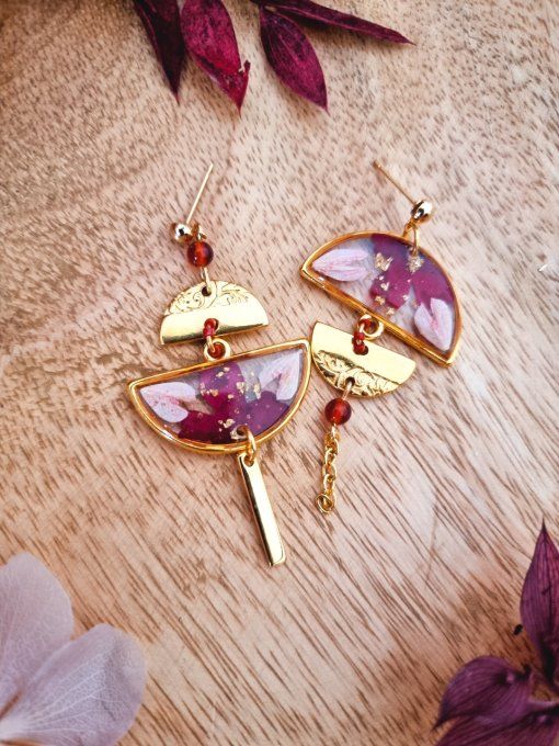 Boucles d'oreilles demi cercle Ayaka rouge